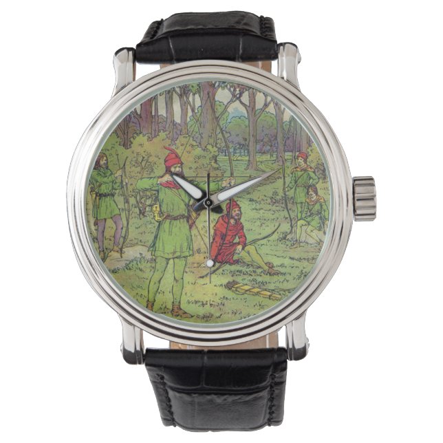 Robin Hood im Wald Armbanduhr (Vorderseite)
