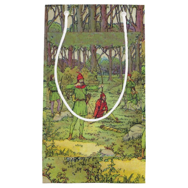 Robin Hood im Wald kleine Geschenktasche Geschenktüte (Vorderseite)