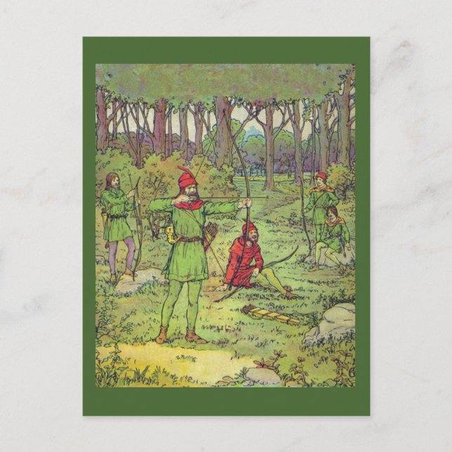 Robin Hood im Wald Postkarte (Vorderseite)
