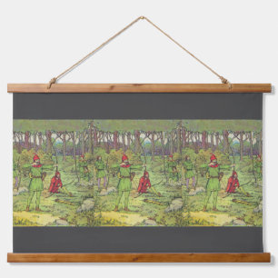Robin Hood im Wald Wandteppich Mit Holzrahmen