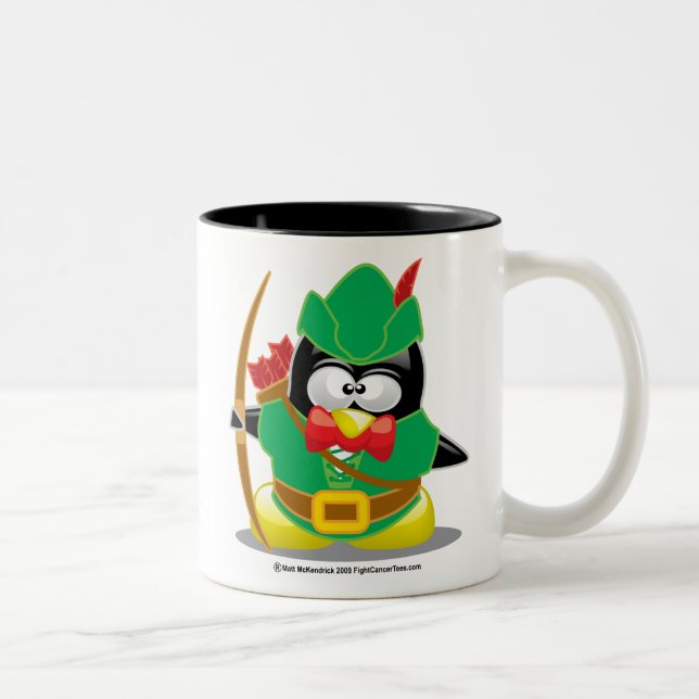 Robin Hood Pinguin Zweifarbige Tasse (Rechts)