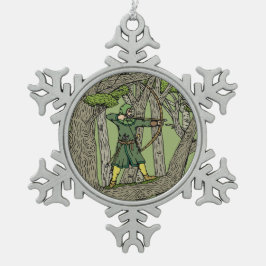 Robin Hood Schneeflocken Zinn-Ornament