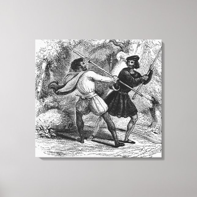 Robin Hood und das Tanner mit Quarter-Mitarbeitern Leinwanddruck (Vorderseite)