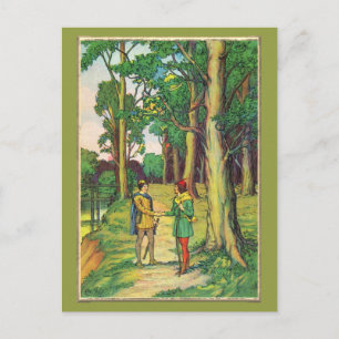 Robin Hood und Klein John Postkarte