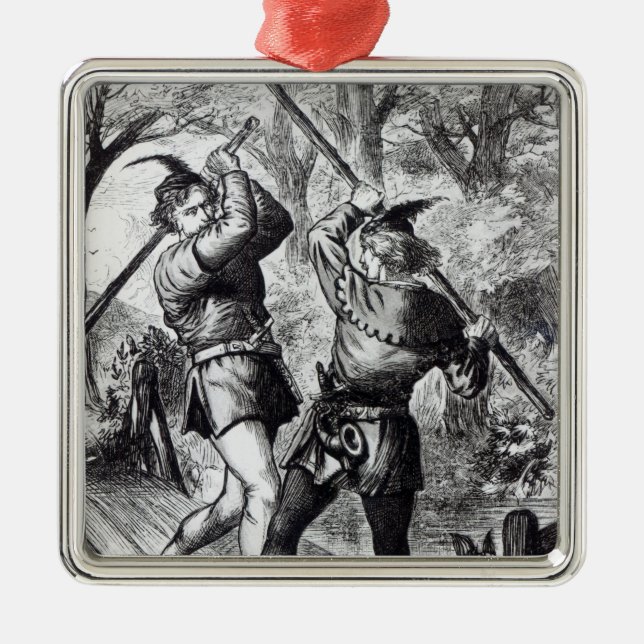 Robin Hood und kleiner John Silbernes Ornament (Vorne)