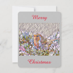 Robin in Buntglaslook. Feiertagskarte