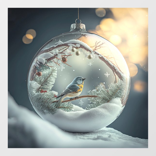 Robin in Globe Window Clying Fensteraufkleber (Blatt)