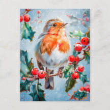 Robin in Nature Impressionist Style Art