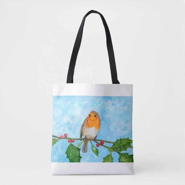Robin in Snow Weihnachtsgeschenk Schultertasche Tasche (Vorderseite)