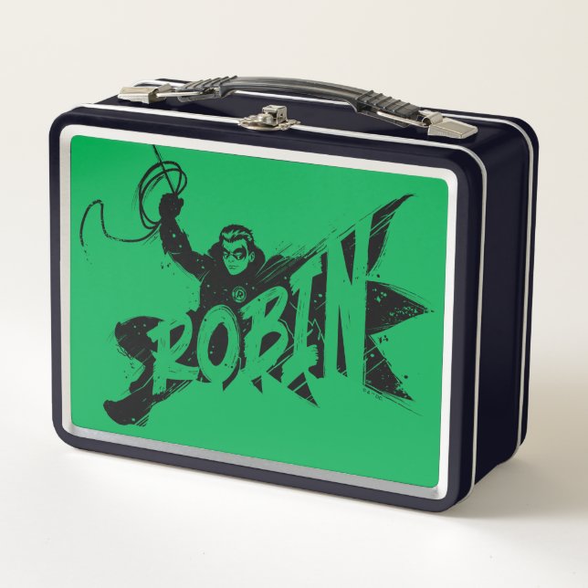 Robin Ink Brush Name Metall Brotdose (Vorderseite)