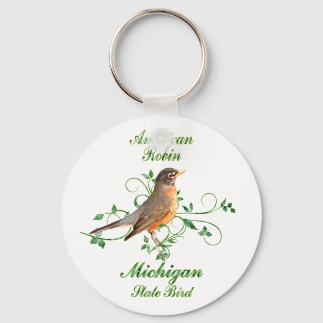 Robin Michigan Staat Bird Schlüsselanhänger (Vorderseite)