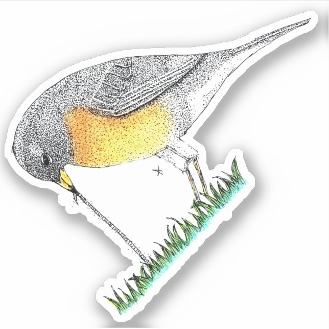Robin mit Worm Aufkleber (Vorderseite)