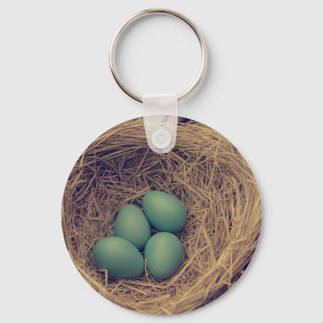 Robin Nest und Eier Schlüsselanhänger (Vorderseite)