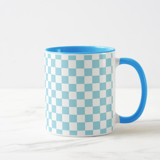 Robin Oeuf Bleu Combo Mug avec Motif Carré blanc (Droite)