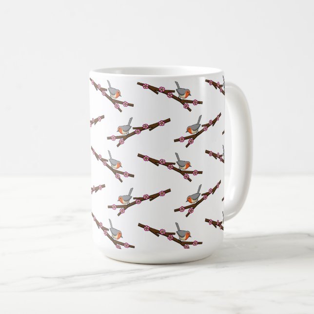 Robin on Sakura Kaffeetasse (VorderseiteRechts)