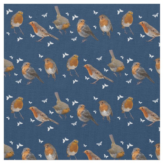 Robin Party Fabric (Marine) Stoff (Nahaufnahme)
