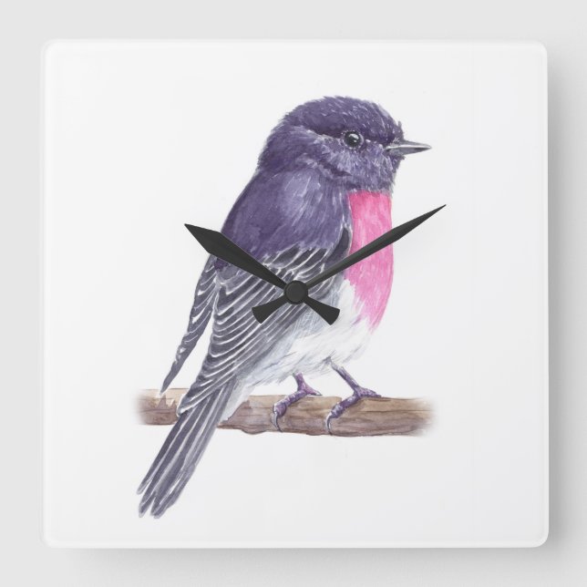 Robin Quadratische Wanduhr (Vorderseite)