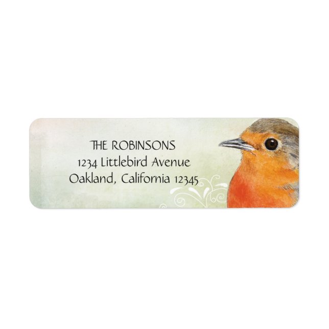Robin Red Brast Rücksendeadressen-Aufkleber (Vorne)