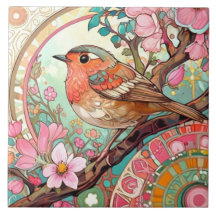 Robin Red Breast Bird Rosa Blütenblumen