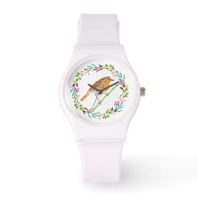 Robin Red Breast, Vogel von Weihnachten Armbanduhr (Vorderseite)