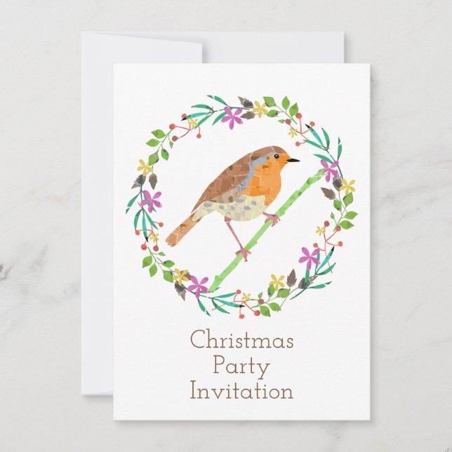 Robin Red Breast, Vogel von Weihnachten Einladung (Vorderseite)