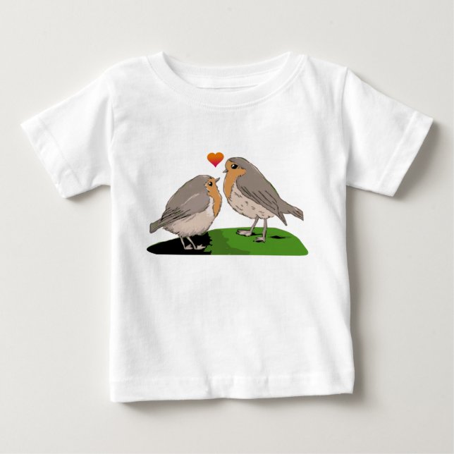 Robin redbreast Vogel-Liebe Baby T-shirt (Vorderseite)