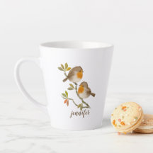 Robin RedBrust Birds Personalisiert Latte Tasse