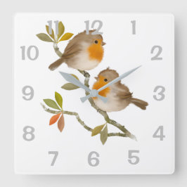 Robin Redust Birds Wall Clock Quadratische Wanduhr