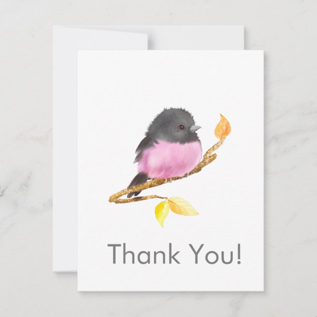 Robin rose Oiseau Toutes Occassion Merci Carte pou (Devant)