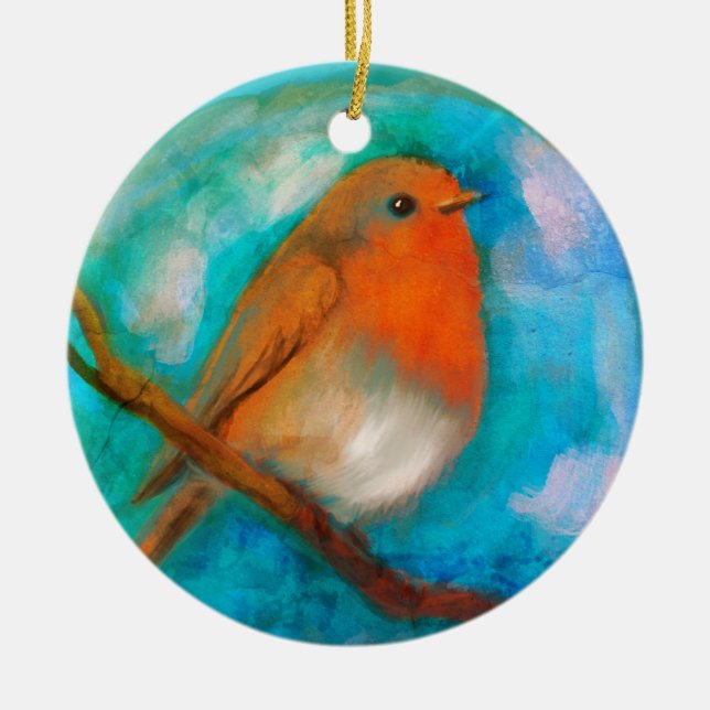 Robin Rotbrust Keramik Ornament (Vorne)