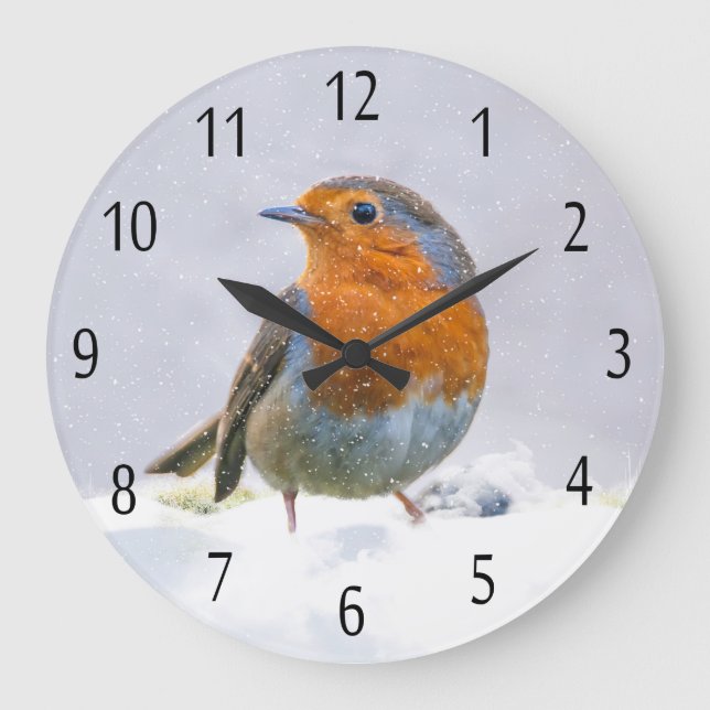 Robin Round (Large) Wall Clock Große Wanduhr (Vorderseite)