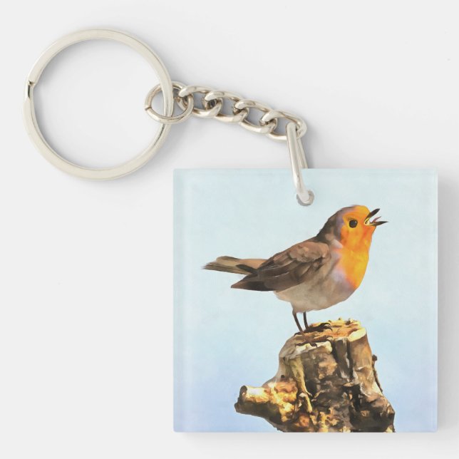 Robin singing  schlüsselanhänger (Vorderseite)