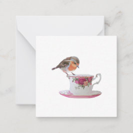 Robin sur une carte postale de style Teacup