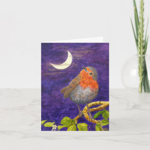 Robin über die Weihnachtskarte des Mondes Karte