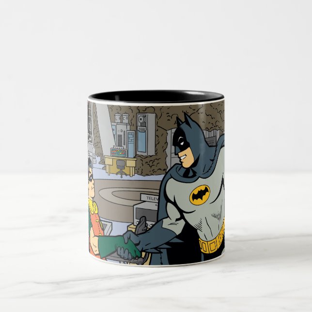 Robin und Batman Handshake Zweifarbige Tasse (Mittel)