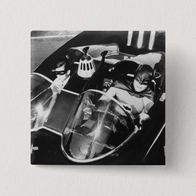 Robin und Batman im Batmobil Button (Vorderseite)