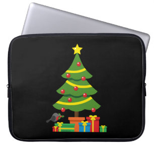 Robin und farbenfrohe Geschenke unter Weihnachtsba Laptopschutzhülle