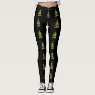 Robin und farbenfrohe Geschenke unter Weihnachtsba Leggings