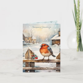 Robin und Holly Christmas Karte