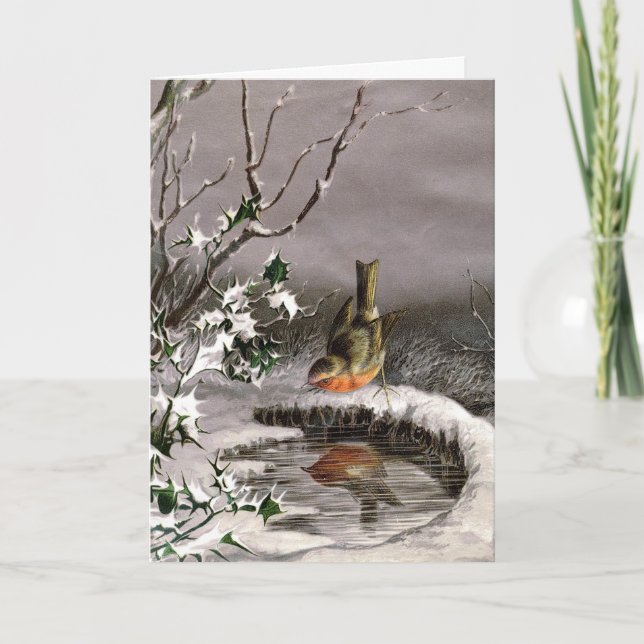 Robin Viktorianische Weihnachtskarte Karte (Vorderseite)