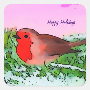 Robin Weihnachts-Weihnachtszeit Quadratischer Aufkleber