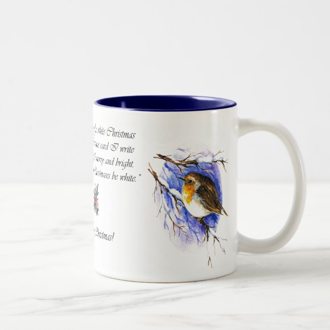 Robin-WeihnachtsTasse Zweifarbige Tasse (Rechts)