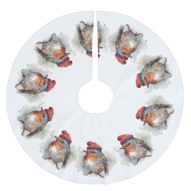 Robin Winter Delight Polyester Weihnachtsbaumdecke (Vorderseite)