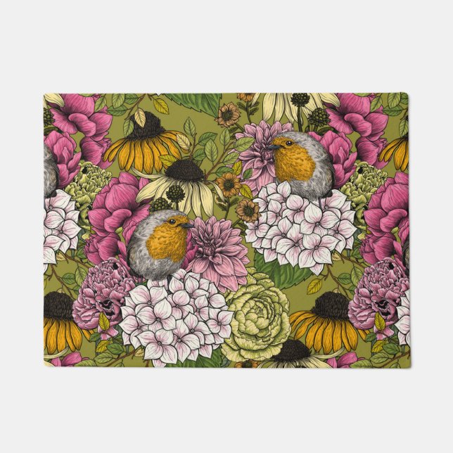 Robinen im Garten 2 Fußmatte (Vorderseite)