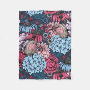 Robinen im Garten 3 Fleecedecke