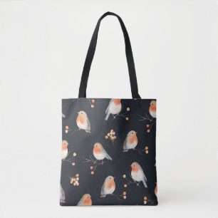 Robinen, Rowan Beeren, winterfarbenes Muster. Tasche