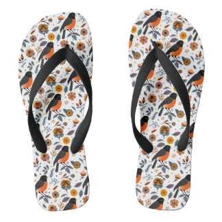 Robinen und Blume Flip Flops