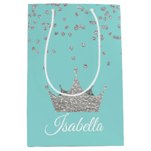 Robins Egg Blau mit Silver Crown Geschenktasche Mittlere Geschenktüte