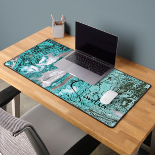 Robins Egg Blau und Grau Abstrakt Personalisiert Schreibtischunterlage
