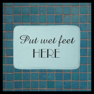 Robins Egg Blue & Black Funny Plush Bath Mat Badematte